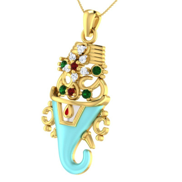 22KT yellow Gold Ganesh Pendent With Balaji Combin...