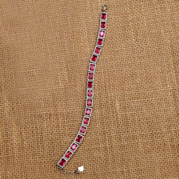 925 Silver Fancy Red Stone Bracelet PJ-B007