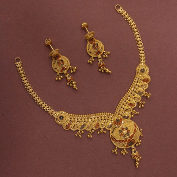 22kt/916 yellow gold exquisite floral necklace set...
