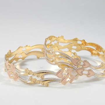 22kt Yellow Gold Sylvan Decked Heart Bangles For W...