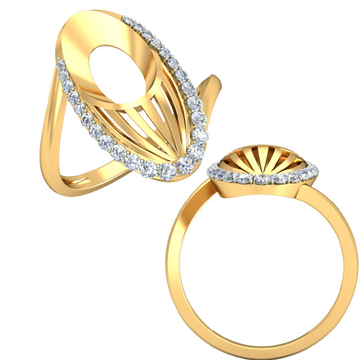 22KT Yellow Gold Kalapi Feather Ring For Women
