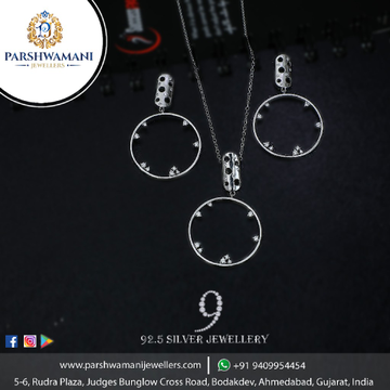 92.5 Sterling Silver Clock Design pendent set with...