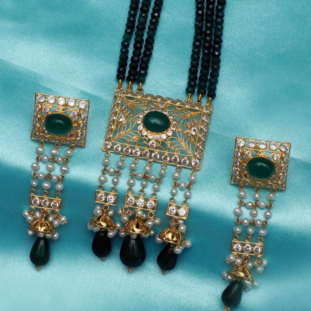 916 Gold Stylish Long Necklace Set PJ-N010