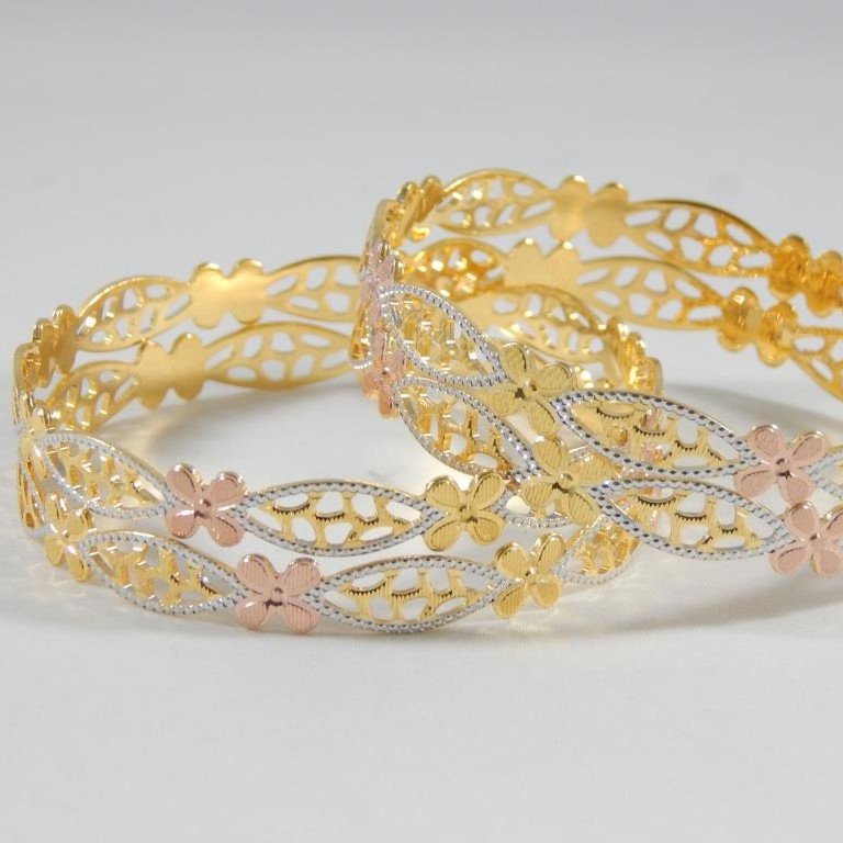 22KT Yellow Gold Prevailing Flowerets Bangles For Women