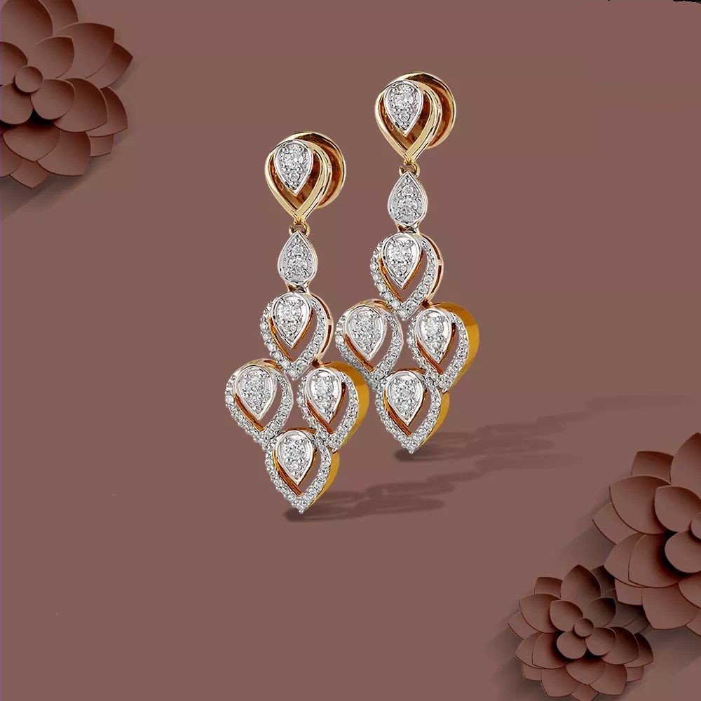 22K Gold 'Detachable' Drop Earrings for Women - 235-GER15497 in 4.500 Grams