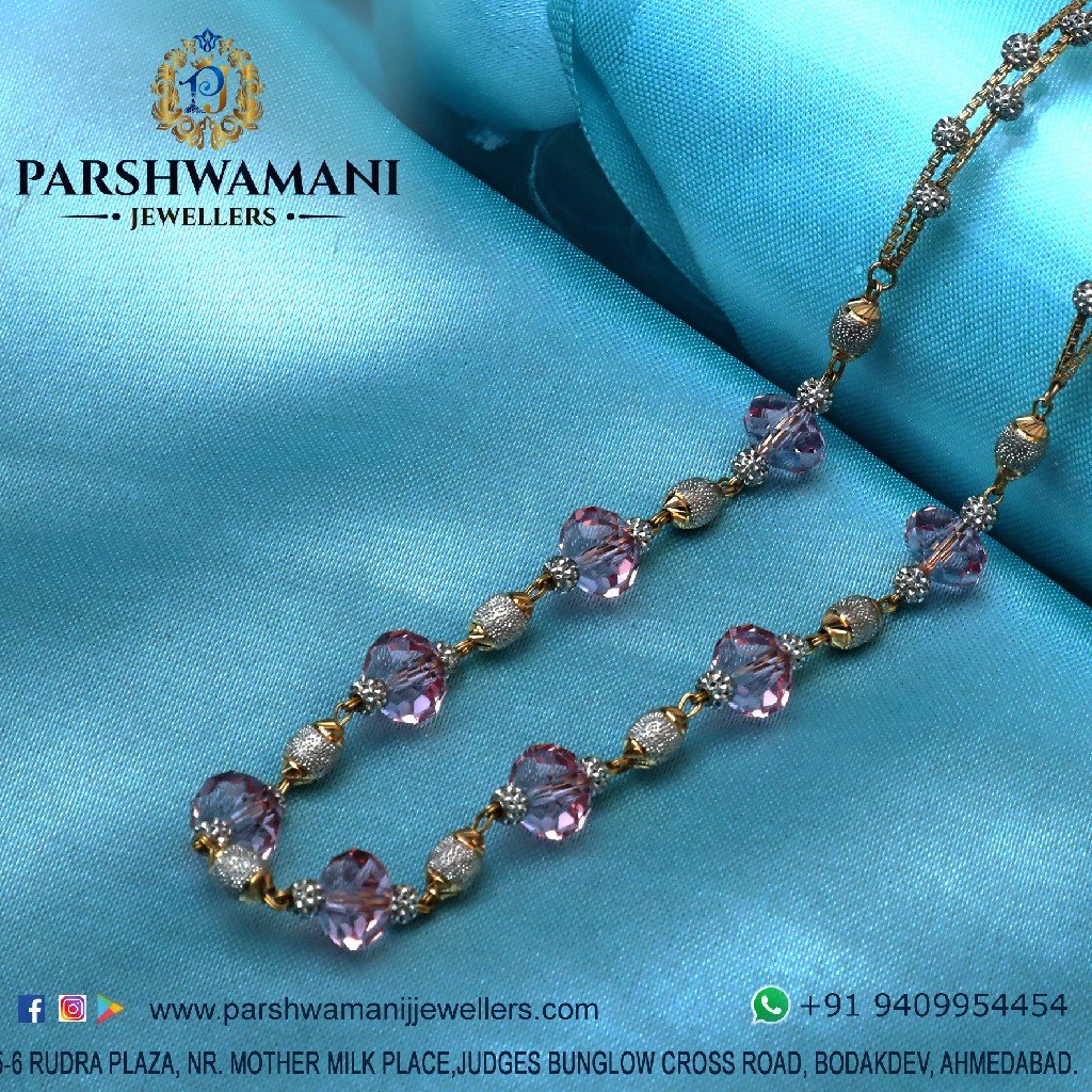 22kt Gold pink beat Rodiyam ball Two line Rodiyam Ball Fancy mala for Women