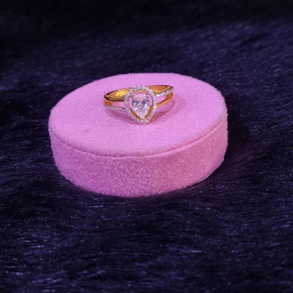 22KT/916 Yellow Gold Devotion Cz Stone Fancy Ring For Women