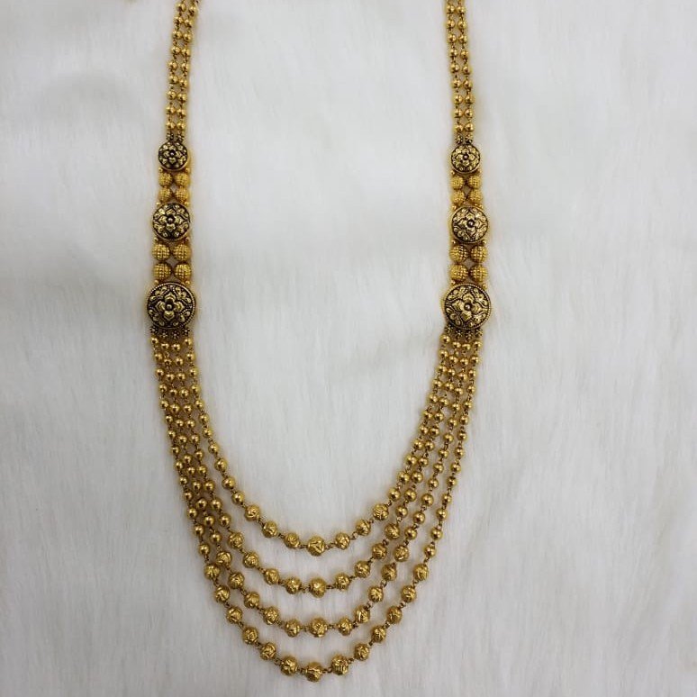 22KT Gold Long Set With Rajwadi Fence For Gorgeous Women