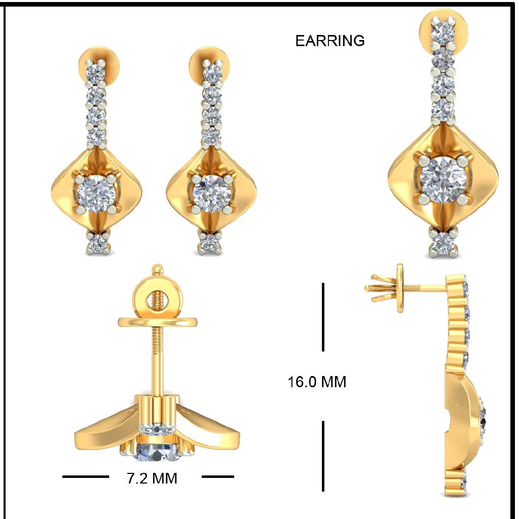 22Kt Yellow Gold Shinny Earrings For Women