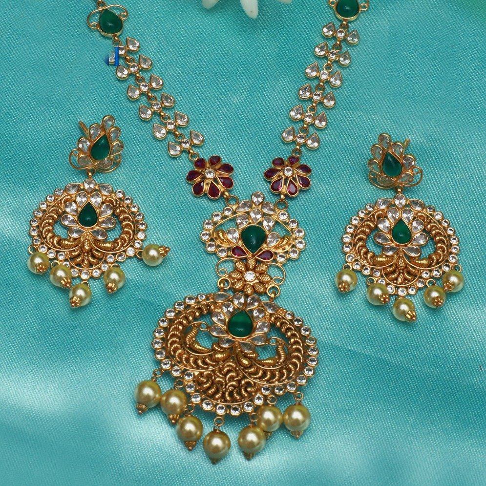 916 Gold Kundan Necklace Set PJ-N011