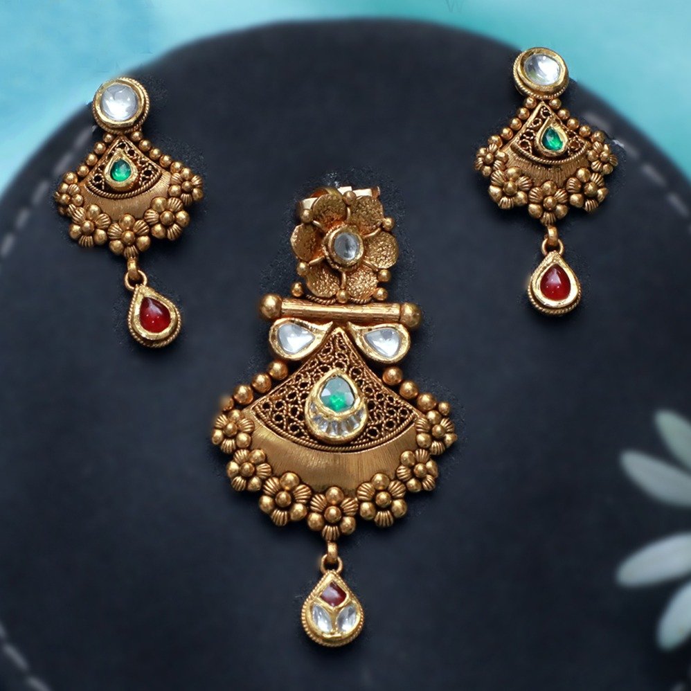 22KT Gold Antique Pendant Set PJ-PS002