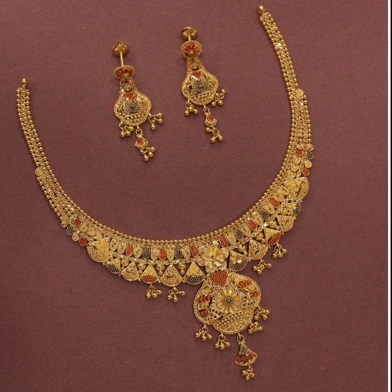 22KT/916 Yellow Gold Spectacular Necklace Set For Women