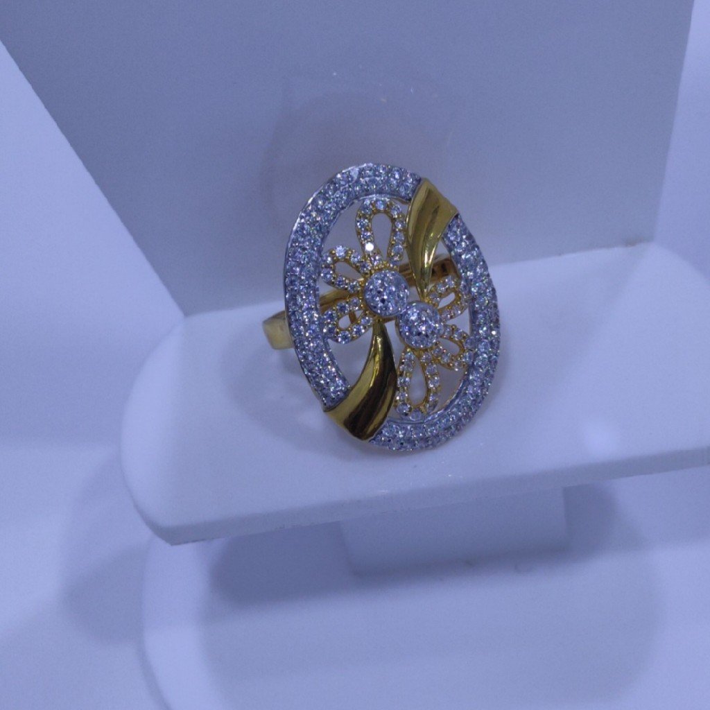 22KT/916 Yellow Gold Opulent Cz Stone Fancy Ring For Women