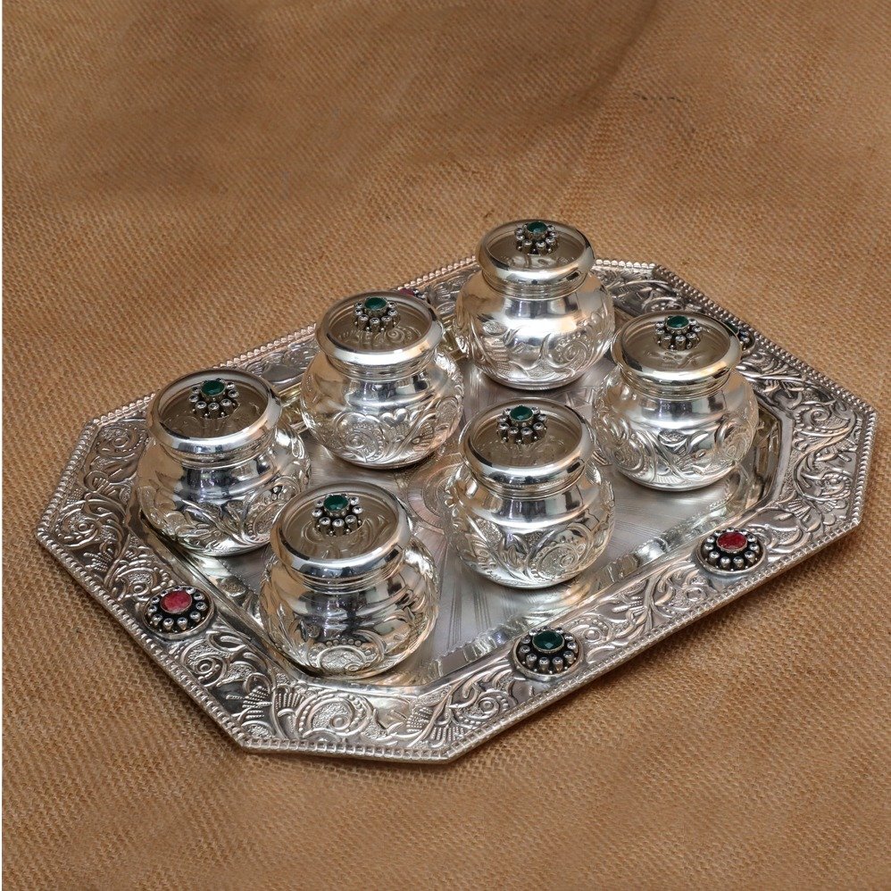 925 Silver Designer Tray & Bowl Set