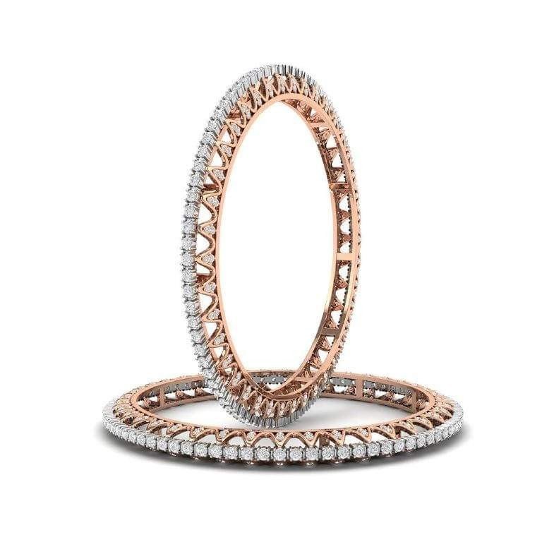 18KT Rose Gold Diamond Bangles For Women