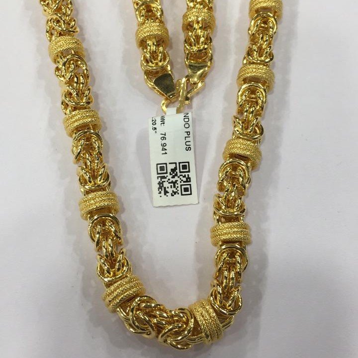 22KT Yellow Gold Cable Round Chain For Men