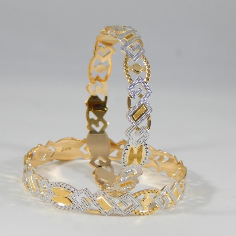 22KT yellow Gold Stylish Meaningful Bangles For Women