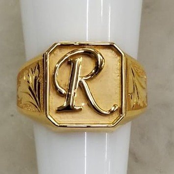 Buy 22K Plain Gold Letter R Ring 93VC3229 Online from Vaibhav Jewellers