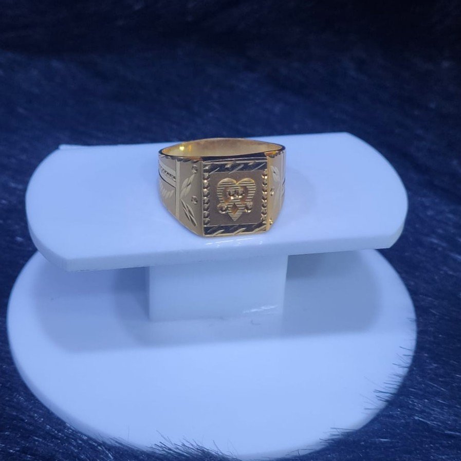 22KT/916 Yellow Gold Plan Beautiful Nakashi Design Heart Shape Ring For Men