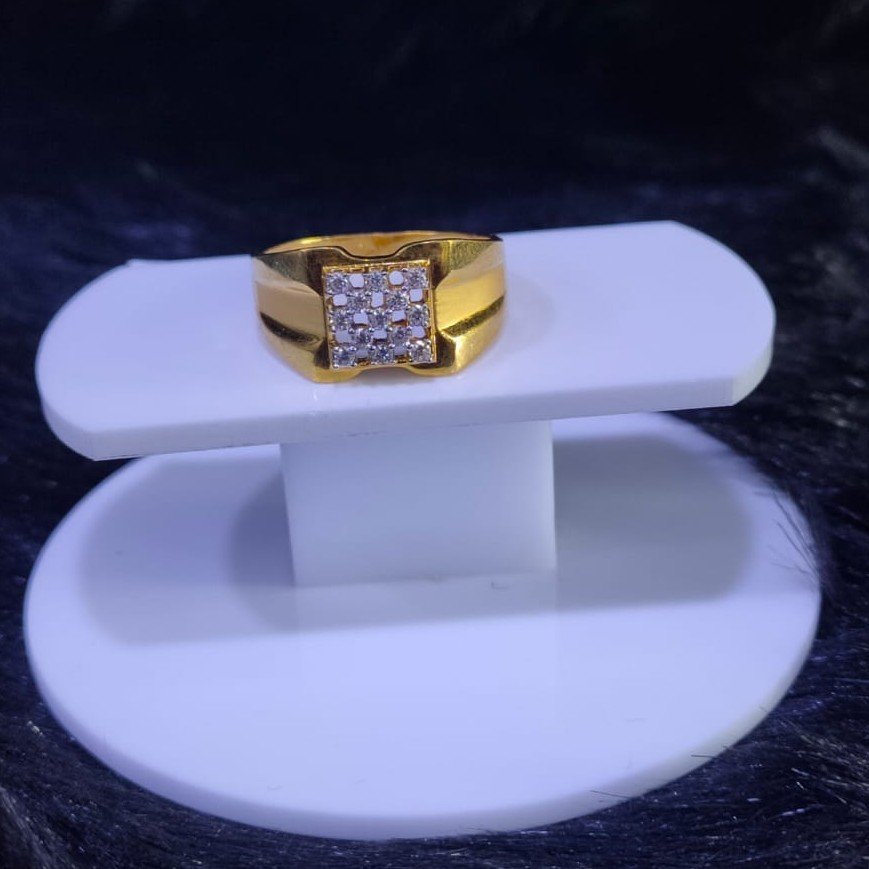 22KT/916 Yellow Gold Emmet Dull Polish Fancy Ring For Men