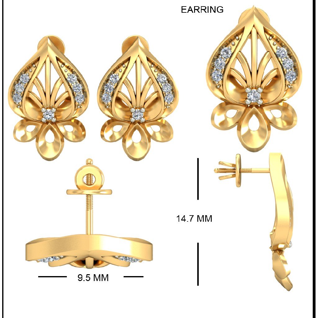 22Kt Yellow Gold Cadenza Earrings For Women