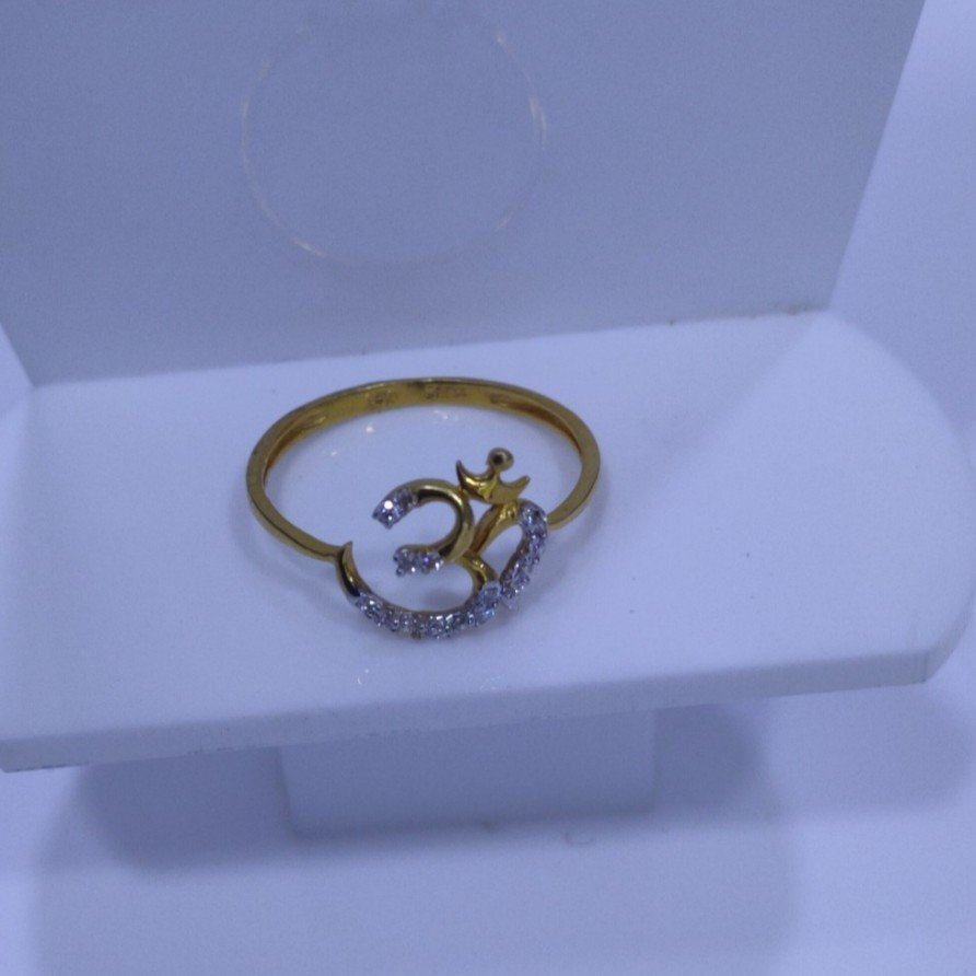 22KT/916 Yellow Gold Fancy Cz Om Ring For Women